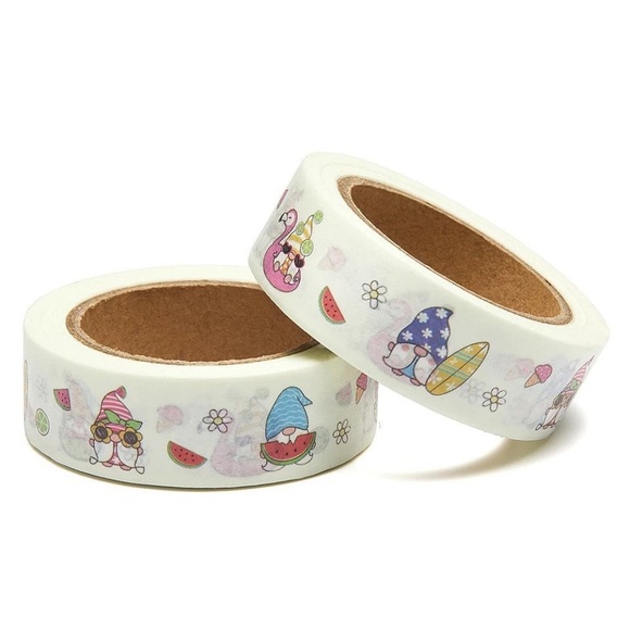 Gnome Summer Party, Flamingo Float, Surfboard, Watermelon, Washi Tape, 1 Roll - Picture 4 of 6